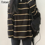 Women Students Striped Chic Streetwear Harajuku All-match Prevalent Long Sleeve Teens Top Unisex Camisetas Tender
