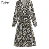 Vintage Women Long Sleeve Printed Dress Casual V-neck Lace-up Floral Long Dress Bohemian Fashion Vacation Beach