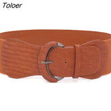 Women Luxury Waist Belts For Dress Pu Patent Leather Elastic Band Waist Belt Solid Color Wide High Quality Waistband