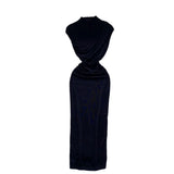 Royal Sister Dress Goddess Fan Temperament Heart Folds To Receive The Waist Thin Long Bag Of Hip