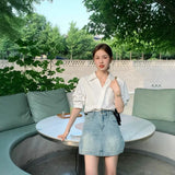 V-Neck Short-Sleeved Shirt Women Thin Summer Professional Sister Shirt Small French Temperament