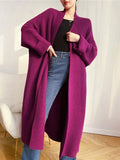 Khaki Big Size Long Knitting Cardigan Sweater Loose Fit V-Neck Long Sleeve Women New Fashion Autumn Winter 2022