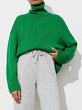 Oversized Turtleneck Sweater Women Winter Warm Loose Solid Pullovers Thick Green Turtleneck Jumper Vintage Sweaters