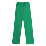 2022 Green Wide Leg Pants Women High Waist Baggy Straight Woman Pants Summer Streetwear Trousers Women Masculine Pant