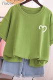 100 Cotton L-5XL Plus Size T Shirt Love Print Tshirt Short Sleeve Women's Tops Summer Kawaii Couple O Neck T