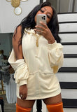 Puff Sleeves Zipper Blank Hooded