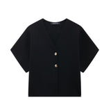 New Flat-Sleeve V-Neck Sports Knitwear Jacket