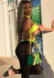 Mid Waist Patchwork Mesh Full Length