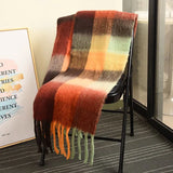 Winter Color Block Thickened Scarf Shawl Female Korean Style Versatile Four Color Gradient Tie Dye