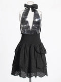 2025 Summer New Fashion Sexy Hanging Neck Hollow High Sense Sleeveless Solid Color Dress