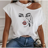 Shoulder O-neck Short Sleeve Women's Tshirt Loose Solid Ovesize Ladies Tshirts 2021 Fashion Casual Women Summer Clothes