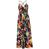 Floral Long Dress Sexy Backless Casual Beach Strap Dress 2021 Clothes Dresses For Women Blue Sundress