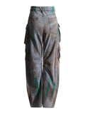 Toloer New Fashion Loose Multi-Pocket Heavy Industry Graffiti Overalls Jeans Trousers Woman-Outfit