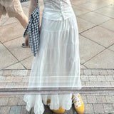 Wearing White Lace Lace Slings Women's New Temperament Super-Good-Looking Cake Skirt
