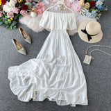 Shoulder Dress Summer Fairy Beach Dress Boho White Long Sexy Dresses For Women Party Elegant 2022 Korean Ruffle Clothes