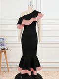 Single Shoulder-To-Shoulder-To-Back-Loan-Side High-Waisted-Blum-Bided Ass Party Fishtail Dress Dress Dress