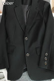 Women Koran Slim Single Breasted Suit Fall Long Sleeve Black Office Ladies Jacket Fashion Designed Female Coat