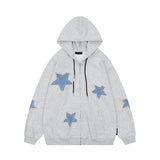 Toloer Star Paste Cloth Hoodie Autumn Loose Casual Couple Cardigan
