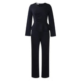 Set Autumn And Winter New Fashion OL Lotus Leaf Side V Collar Blouse Trousers