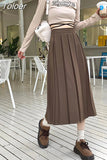 A-line Skirt Women's Fashion Elastic Elegant All-match High Waist Office Streetwear Chic Skirt Korean Style