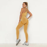 New Gym Set Women Seamless Fitness Bra Sport High Waist GYM Sexy Booty Leggings Push Up Pants Leggins Workout