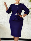 New Elegant Elastic Body Repair Collared High-Waisted Temperament With Hips Solid-Colored
