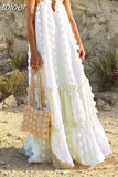 Patchwork Floral Dress For Female Halter Sleeveless Sexy Straight Loose Waist Maxi Dresses Women 2023 Summer