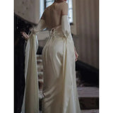 Boho Beach Stain Midi Dress Party Women Evening Design Long Sleeve Slim Elegant Bodycon Dress One Piece Dress Korea