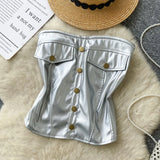 Age-Down Suit Women's Summer Ripe Wind Folds Back-Clip-Free Denim Blouse + High Waist
