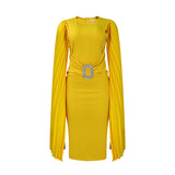 Women's 2025 Autumn And Winter 2025 New Solid-Colored Ass Sexy Cape Dress Large African