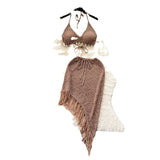 Holiday Suit Women's Design Bikini Hanging Neck Vest Tuxedo Skirt Knitted