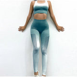 energy seamless Gym set for women tracksuit workout Sport suit fitness Bra clothing scrunch Mesh seamless leggings