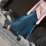 Pleated Skirt Long For Women Spring Long Skirts For Women Elegant White Retro Skirt Vintage High Waisted Skirts