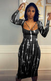 Print Party Sexy Midi Bodycon