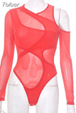 Fashion Women's Rompers Round Collar Slim Long Sleeve Gauze Perspective Waist Short Playsuits Female Spring 2023
