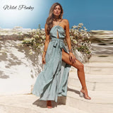 2022 New Women Summer Boho Maxi Long Dress Evening Party Beach Dresses Sundress Backless Halter Dress Summer