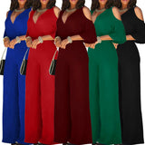 2023 New Elegant Women Casual Jumpsuit Femme Wide Loose Leg Pants Rompers Long Sleeve Office Lady Bandage