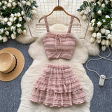 Dress With Women's Summer Chic Gentle Wind Tie Sling Sling Small Vest + High Waist Folded Lotus Side Half