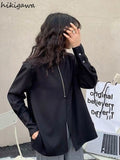 Temperament Ladies Tops Fashion Blouses Women Stand Neck Long Sleeve Zipper Shirts Loose Casual Blouse 2023 Blusas Mujer De