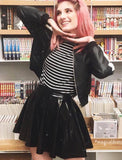 Black PU Leather Pleated Mini