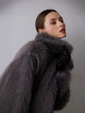 2025 Solid-Color Artificial Fur Coat Female Coat Elegant