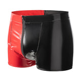Toloer Men's PVC High Bright Lacquer Leather Shorts Sexy Leather Square Pants No Odor Size Accurate-Outfit
