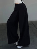 Fashion Women's Pants Loose Hight Waist Straight Solid Color Wid-leg Floor-length Cotton Trousers Summer 2023 New