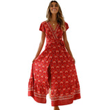 Summer Leisure Hot Holiday Printing Dress Sexy Long Dress Women's