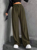 Hanging Mop High-Waisted Trousers Loose Temperament Straight Women's Niche Design Solid Color