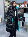 Glossy Parka Snow Coat Women's 2022 Fashion Thicken Winter Hooded Loose Long Jacket Female Windproof Rainproof Warm