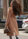 Winter Elegant Turndown Collar Long Woolen Coat with