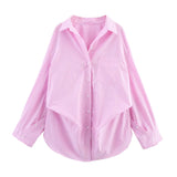 New Bat Sleeve Loose Striped Shirt