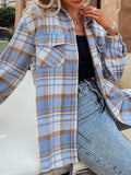 Graduation party Autumn winter vintage plaid shirts women Long sleeve lapel thickness blouse shirt female Oversized pocket loose
