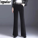 Elastic Waist Corduroy Pants Women Autumn Winter Straight Velvet Pants Woman 2023 Pocket Loose Casual Trousers